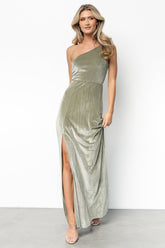 Tatiana Velvet One Shoulder Maxi Dress | Sage